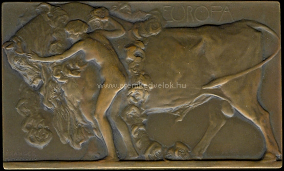 1907 Franges Rbert: Eurpa bronz plakett