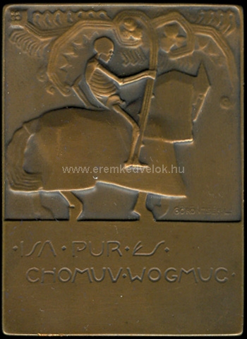 1909 Grntsr Lajos: Isa pur s chomuv vert bronz plakett
