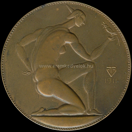 1911 Fmes Beck Vilmos: Ni akt madrral bronz plakett