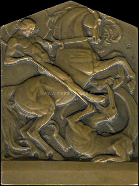 1912 Moiret dn: Szent Gyrgy bronz plakett