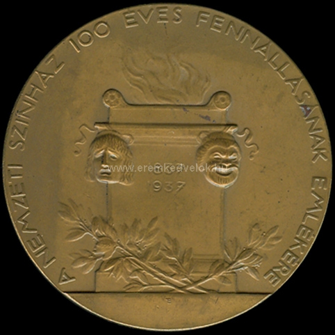 1937 Telcs Ede: 100 ves a Nemzeti Sznhz bronz rem